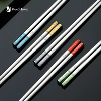 vandhome 5 pairs chinese chopsticks medical grade 316l stainless steel chopsticks reusable non slip sushi food sticks baguette