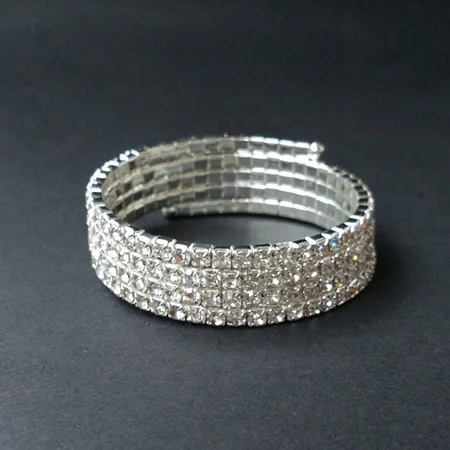 4rowSilver TDQUEEN браслеты с серебряным покрытием Pulseiras браслет Кристалл Стразы многорядные Спираль браслет для женщин - Окраска металла: 4rowSilver