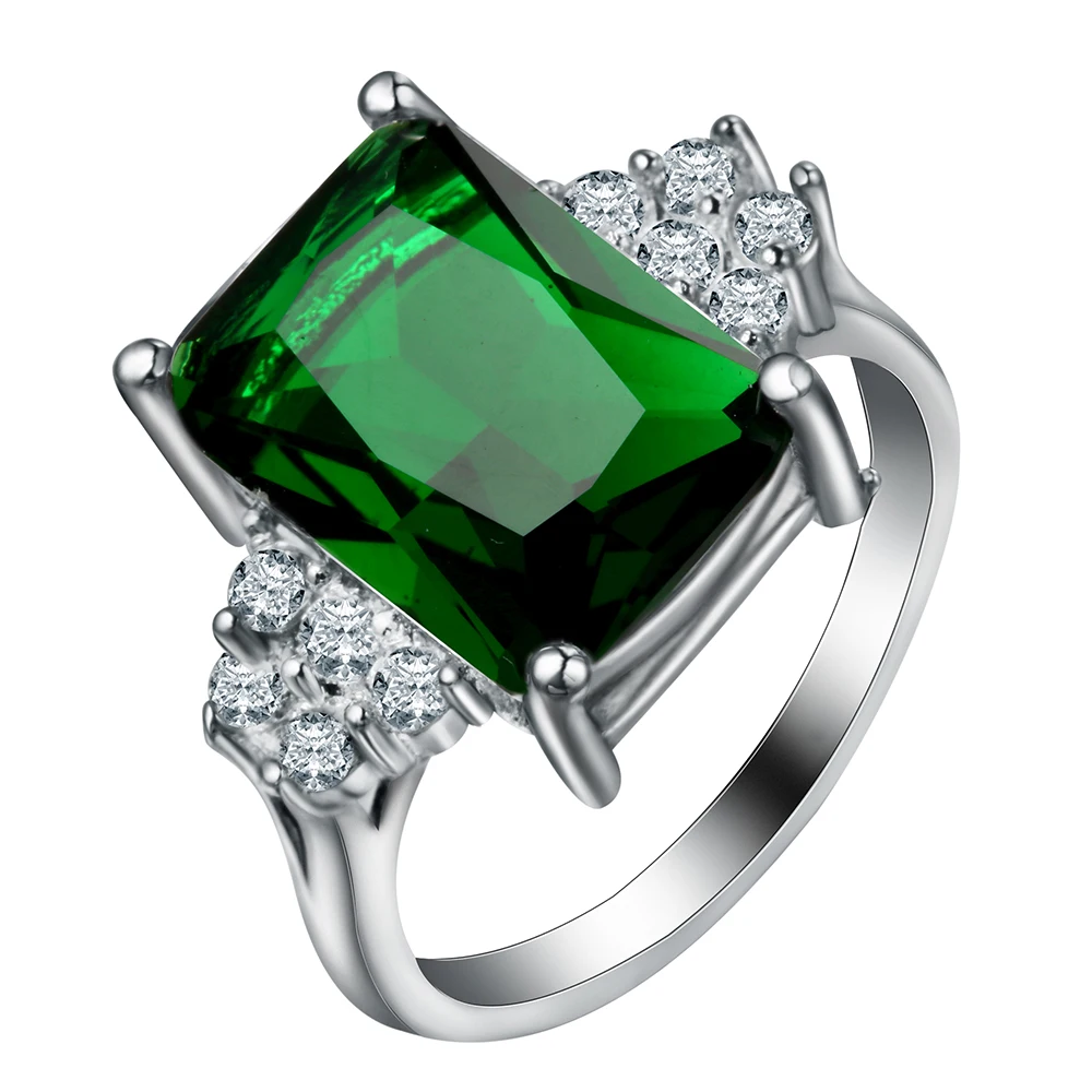 Ring K602 Бохо большое кольцо с зеленым камнем для женщин и мужчин ювелирные изделия серебряного цвета кубический циркон кольцо Роскошный бренд Bague Femme Anillos Mujer O5C193 - Цвет основного камня: Ring K602