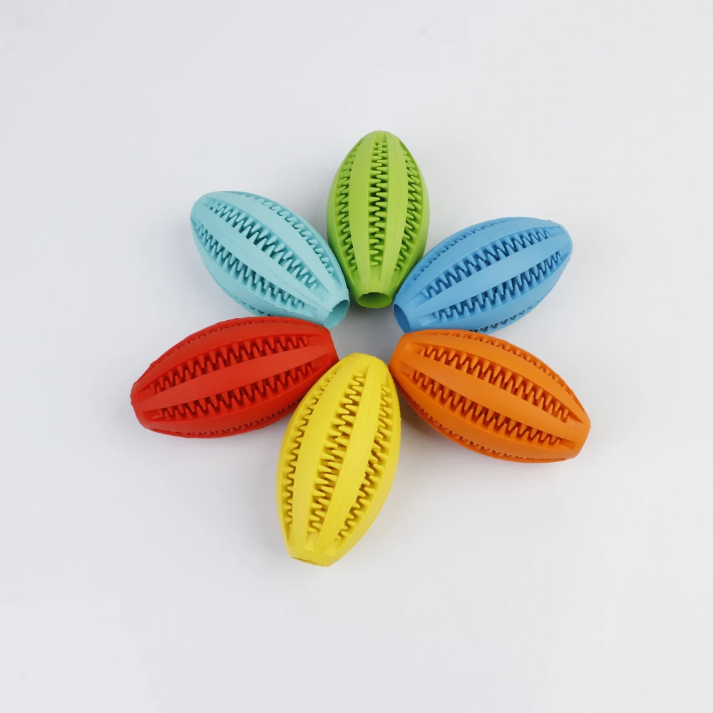 

Pet Dog Toys Extra-tough Rubber Ball Toy Interactive Elasticity Ball Dog Chew Toys Tooth Cleaning Treat Rugby Ball