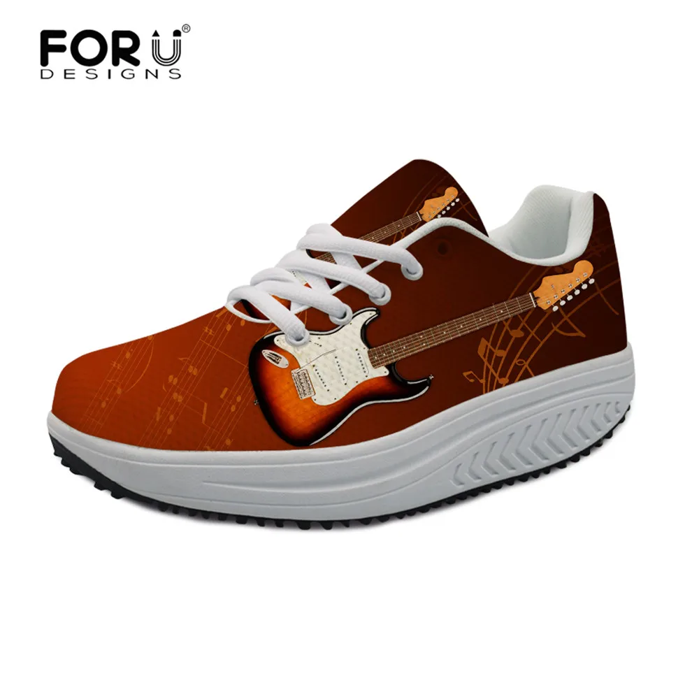 

FORUDESIGNS Women Shoes Height Increasing Platform Flats Sneakers Electric Guitar Music Bg Pattern Ladies Fashion Footwear Mujer