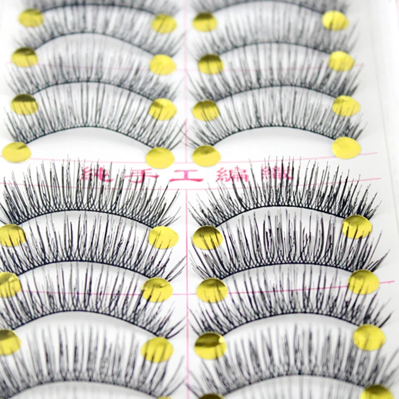 10 пар ручной работы ресницы многоразовые толстые Накладные натуральные с