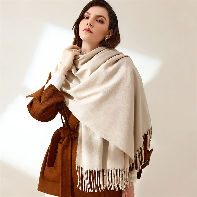 

Winter Scarf Women Cashmere Warm Pashmina Breathable PBig Tassels Shawl Long Stole Casual Daily Wear Autumn And Winter