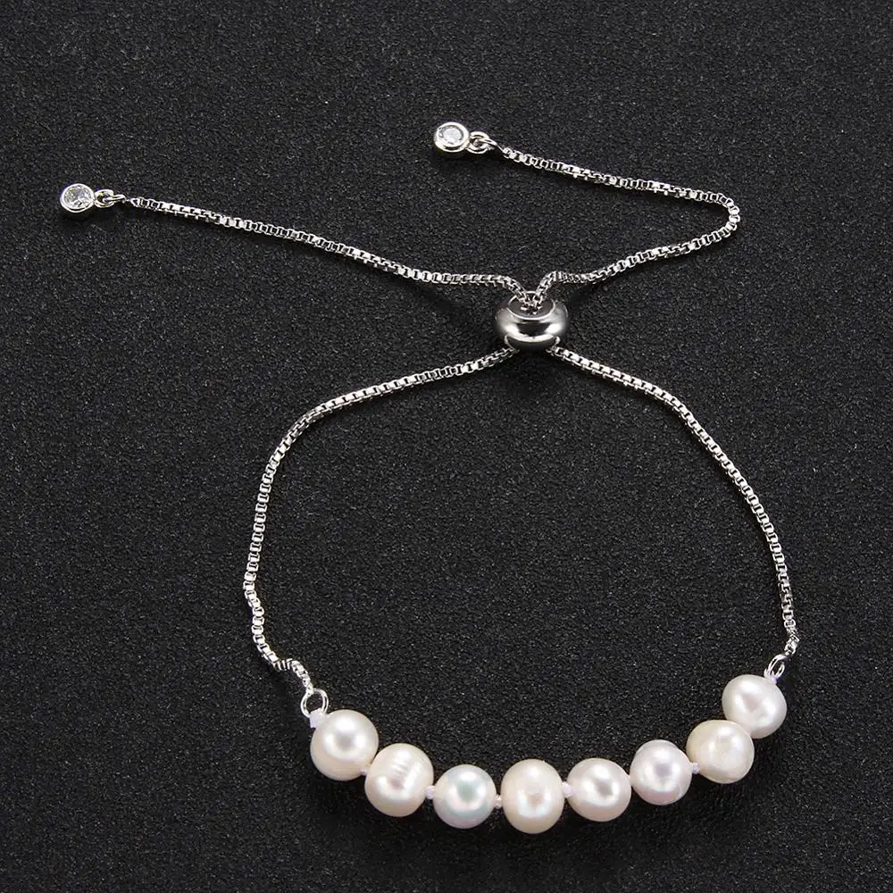 Браслеты женские из натурального пресноводного жемчуга 5-6 мм черный/белый жемчуг