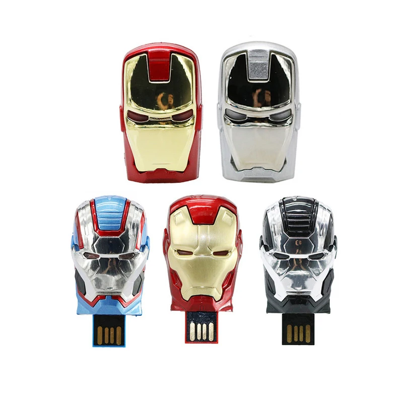 Металлический USB флеш-накопитель, 4 ГБ, 8 ГБ, флеш-накопитель, 16 ГБ, флеш-накопители, 32 ГБ, USB карта памяти, 64 ГБ, USB флеш-накопитель, Железный человек, Мстители, флешка