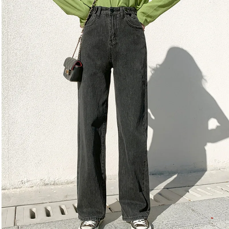 

2021 Summer Female Loose Jeans Pants Casual Mom Denim Pants High Waist Pants Stylish Wide Leg Trousers Streetwear Woman Clothing