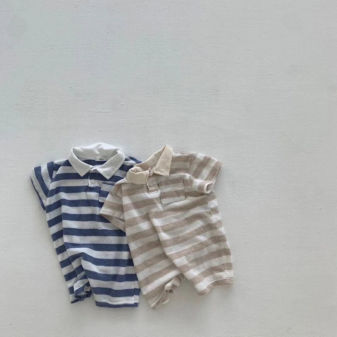 

2021 Summer New Baby Boys Girls Short Sleeve Clothes Newborn Romper Infant Cotton Striped Jumpsuit Shorts Babies 0-24M