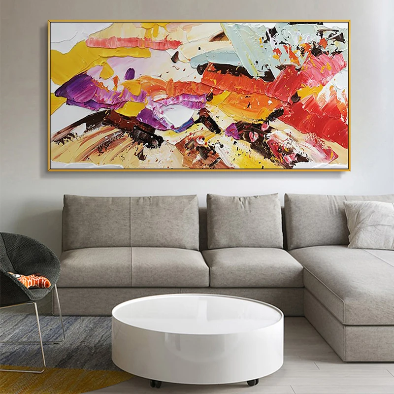 

Hand-Painted Oil Painting on Canvas Abstract Colorful Love Life Wall Hang Art Paintings Living Room Bedroom Home Decor No Framed