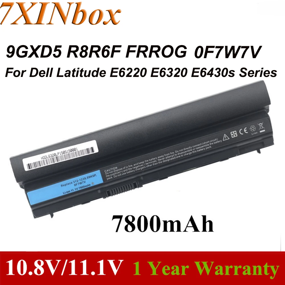 Bateria Portátil 7xinbox com 11.1v e 7800mah para Laptop Dell Latitude E6220 E6230 E6320 E6430s E6120 E6330