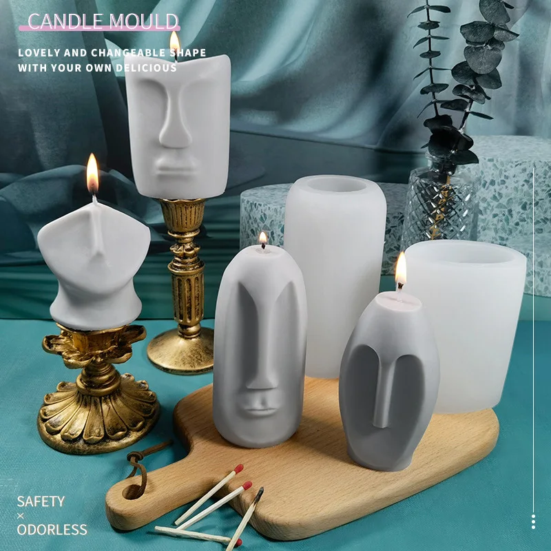 

Human Face Silicone Forms For Candle Making Aroma Wax Candle Molds Portrait Craft Car Diffuser Plaster Tool