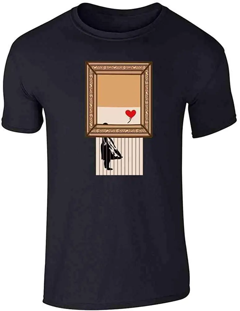 

Shredded Banksy Girl with Balloon Funny Art Graphic Tee T-Shirt for Men Cool Breathable Cotton Short Sleeve TShirt