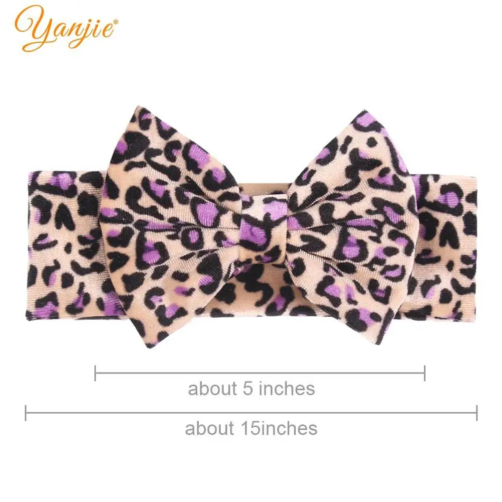 Леопардовая бархатная повязка на голову 5 дюймов банты для волос с животным