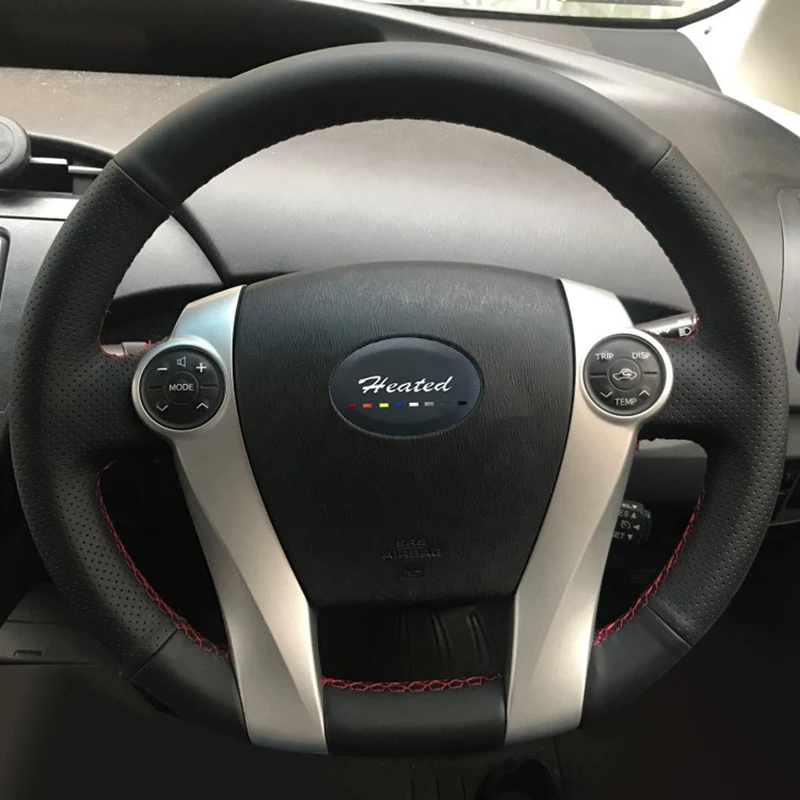 Чехол на руль из натуральной кожи для Toyota Prius 2009 2015 Aqua 2014 оплетка руль|leather steering wheel