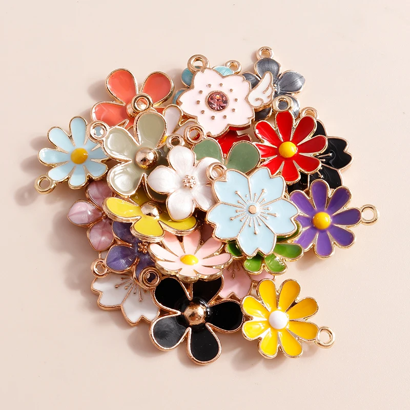 10 шт. милые эмалевые подвески с цветами маргариток Сакару для ожерелья браслета