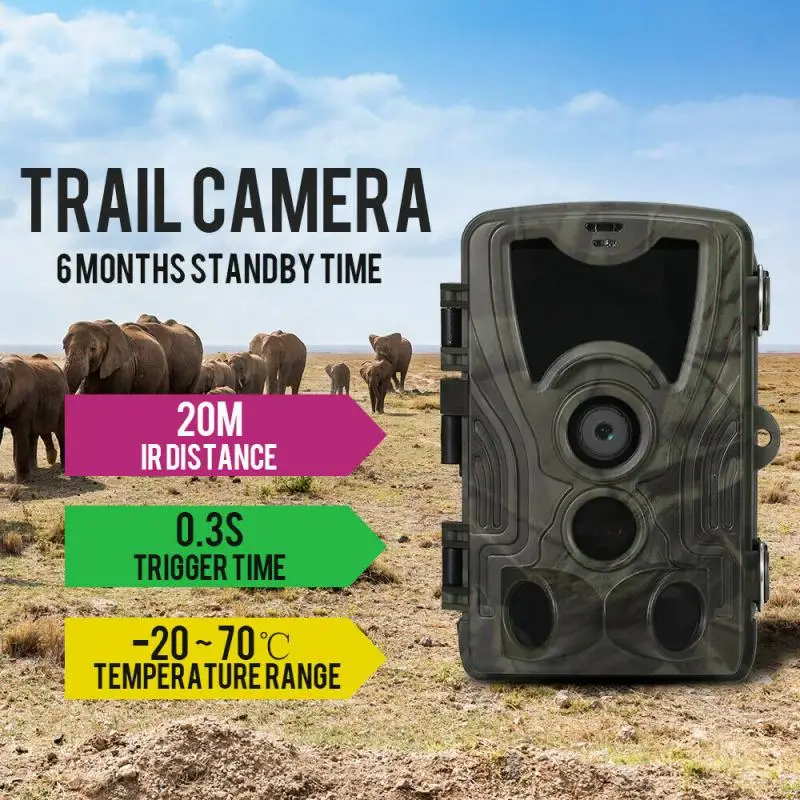 

Модернизированная охотничья тропа HC801A для дикой природы, широкоугольная камера ночного видения 16 МП 1080P IP65, ловушка 0,3 s, ТРИГГЕРНАЯ камера н...