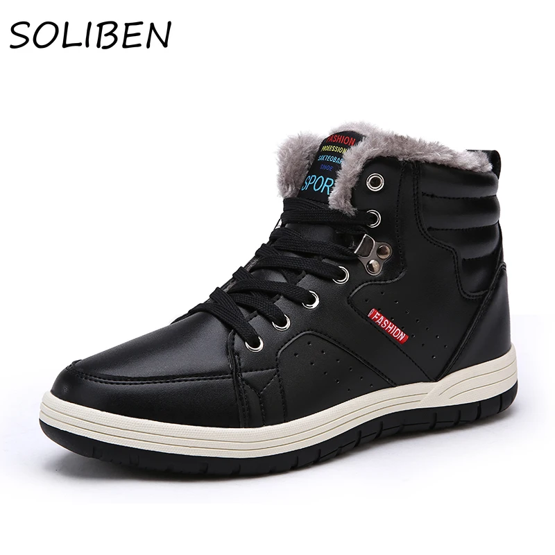 

Зимние мужские ботинки SOLIBEN, Теплые ботильоны на толстом меху, рабочая мужская обувь, водонепроницаемые зимние ботинки, Уличная Повседневна...