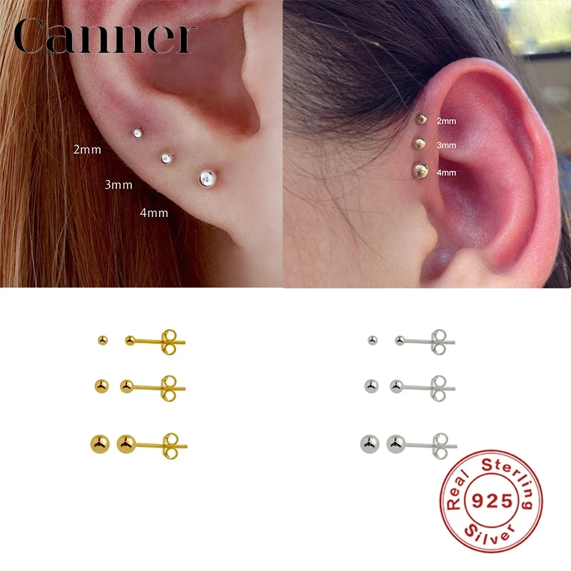 Женские маленькие серьги гвоздики из стерлингового серебра 925 пробы круглые в