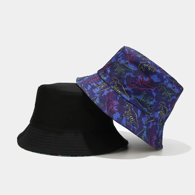 Панама с мультяшным динозавром для мужчин и женщин креативная Двусторонняя