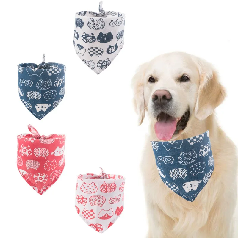 

New Dog Bandanas Large Pet Scarf Pet Bandana For Dog Cotton Plaid Washable Collar Cat Dog Scarf Large Dog Accessories Brand New