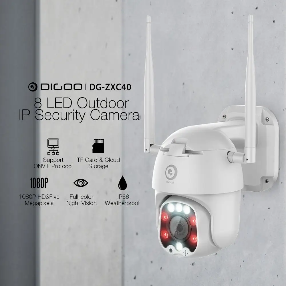 DIGOO DG-ZXC40, 1080 P, PTZ IP камера, Wifi, открытая, скоростная, купольная, беспроводная, камера безопасности, панорамирование, 4-кратный цифровой зум, 5Мп, сеть видеонаблюдения