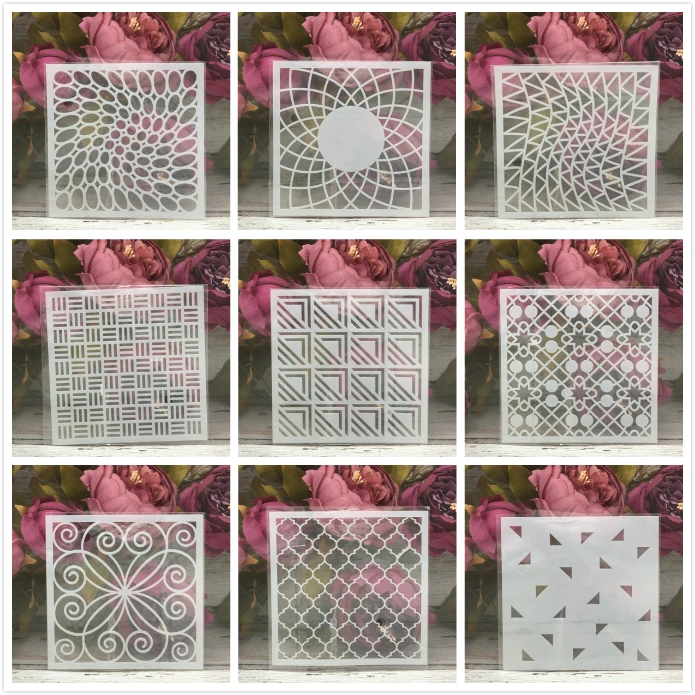 9 шт./компл. 5 &quotволнистая Геометрическая конструкция DIY многослойные трафареты