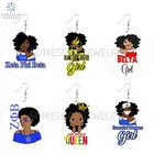 Деревянные висячие серьги SOMESOOR с двусторонним принтом Zeta Phi Beta, женское общество Дельта, девушка, меланин, королева афро, ювелирные изделия с петлями подарки