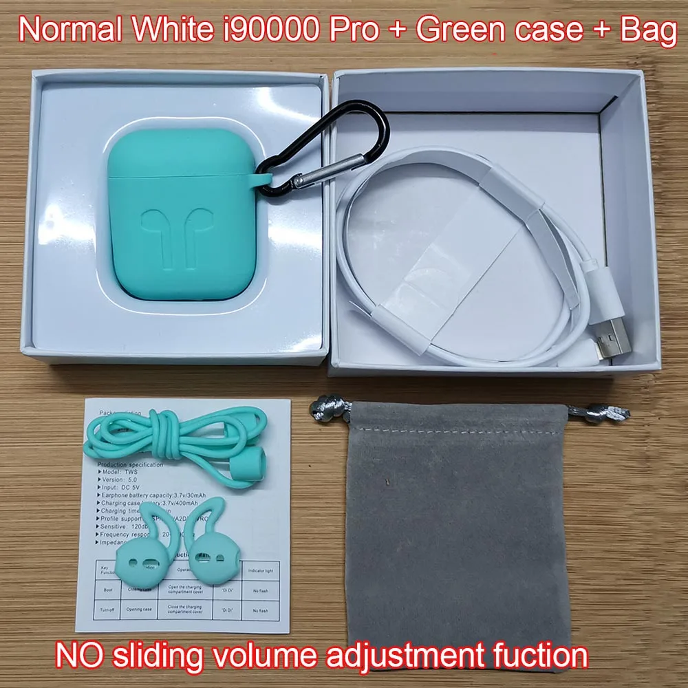Normal GreenCase Новейший i90000 Pro Tws Air 2, беспроводной Bluetooth наушник с регулировкой громкости 8D, супер бас PK i50000 i5000 i9000TWS - Цвет: Normal GreenCase