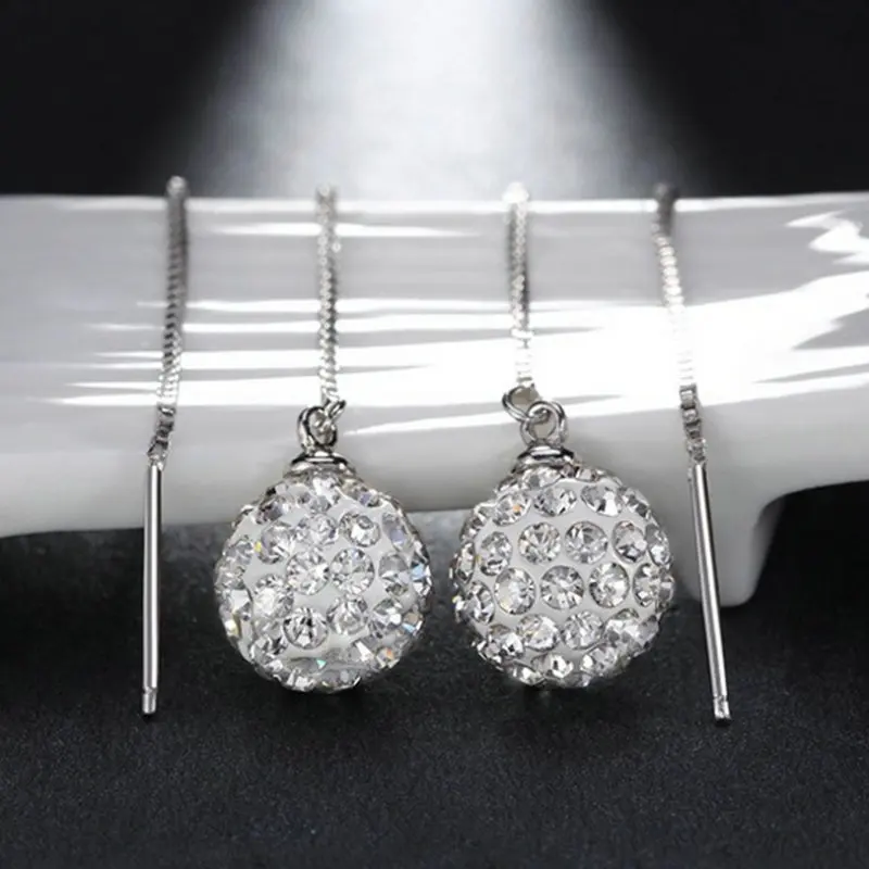 Женские серьги-подвески с фианитом серебряного цвета | Украшения и аксессуары