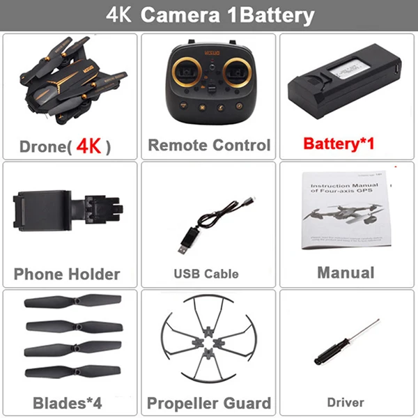 4K 1 Battery VISUO XS812 Дрон gps позиционирование следуй за мной 4K 5G wifi FPV камера Дрон профессиональная широкоугольная камера Квадрокоптер RC Дрон VS F11 - Цвет: 4K 1 Battery