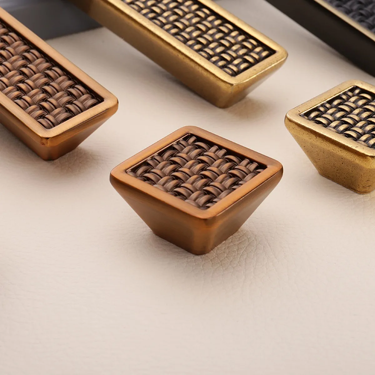 Бамбук ткачество узоры Винтаж ящик мебельные ручки/ручки для шкафа/внутренний и