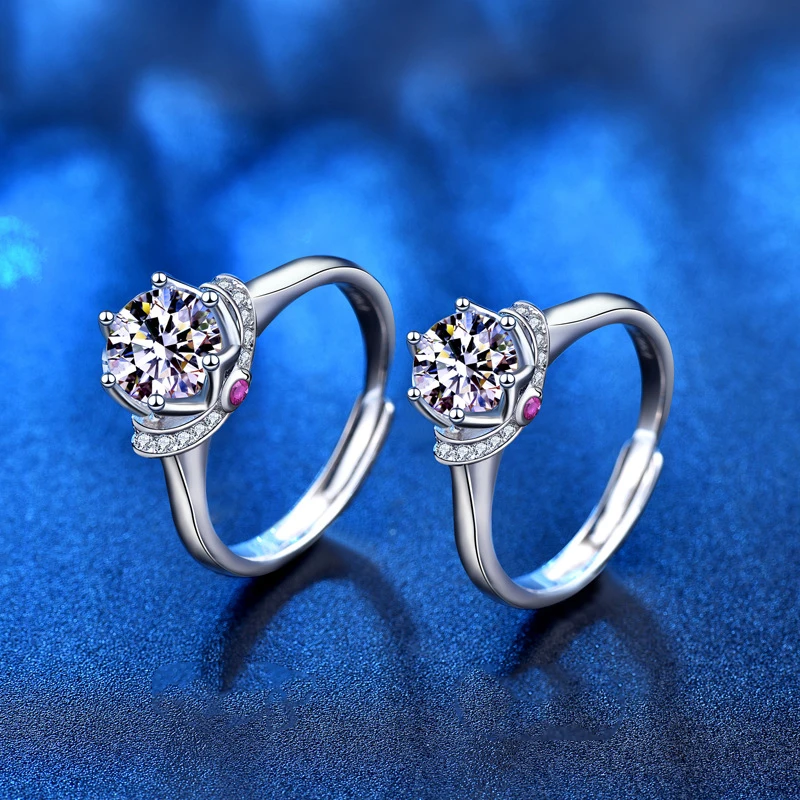 

1.0ct 3ct 5ct EF Round 18K White Gold Plated 925 Silver Moissanite Ring Diamond Test Passed Jewelry Woman Girlfriend Gift