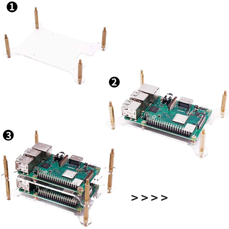 Прозрачный чехол для Raspberry Pi 4B/3B +/3B/2B/B + (без Pi) 6 слоев | Компьютеры и офис