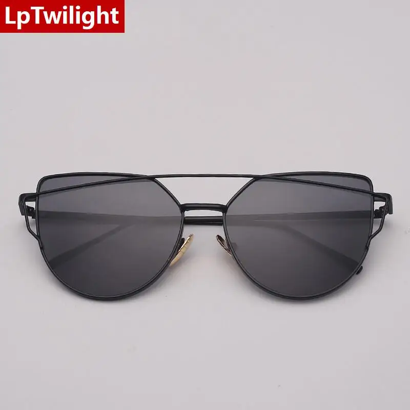 

LpTwilight Brand Designer Cat eye Sunglasses Women Vintage Metal Reflective Glasses For Women Mirror Retro Oculos De Sol Gafas