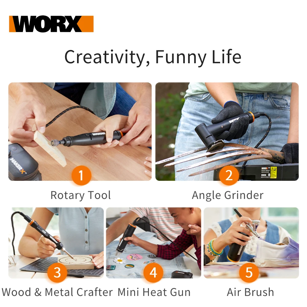 Набор инструментов Worx 20 в MakerX вращающийся инструмент угловая шлифовальная