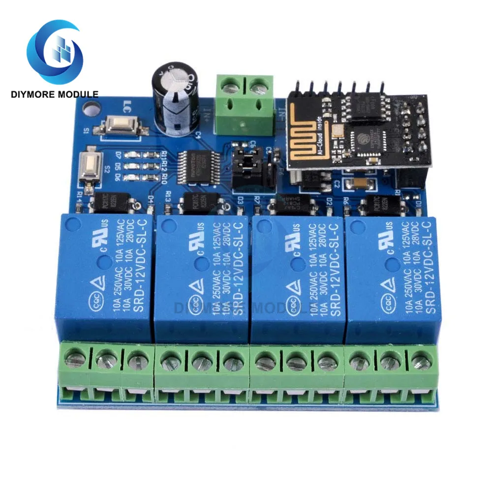 DC 12V реле Wi Fi модуль 4 канала ESP8266 ESP 01 Беспроводной плате с помощью приложения на