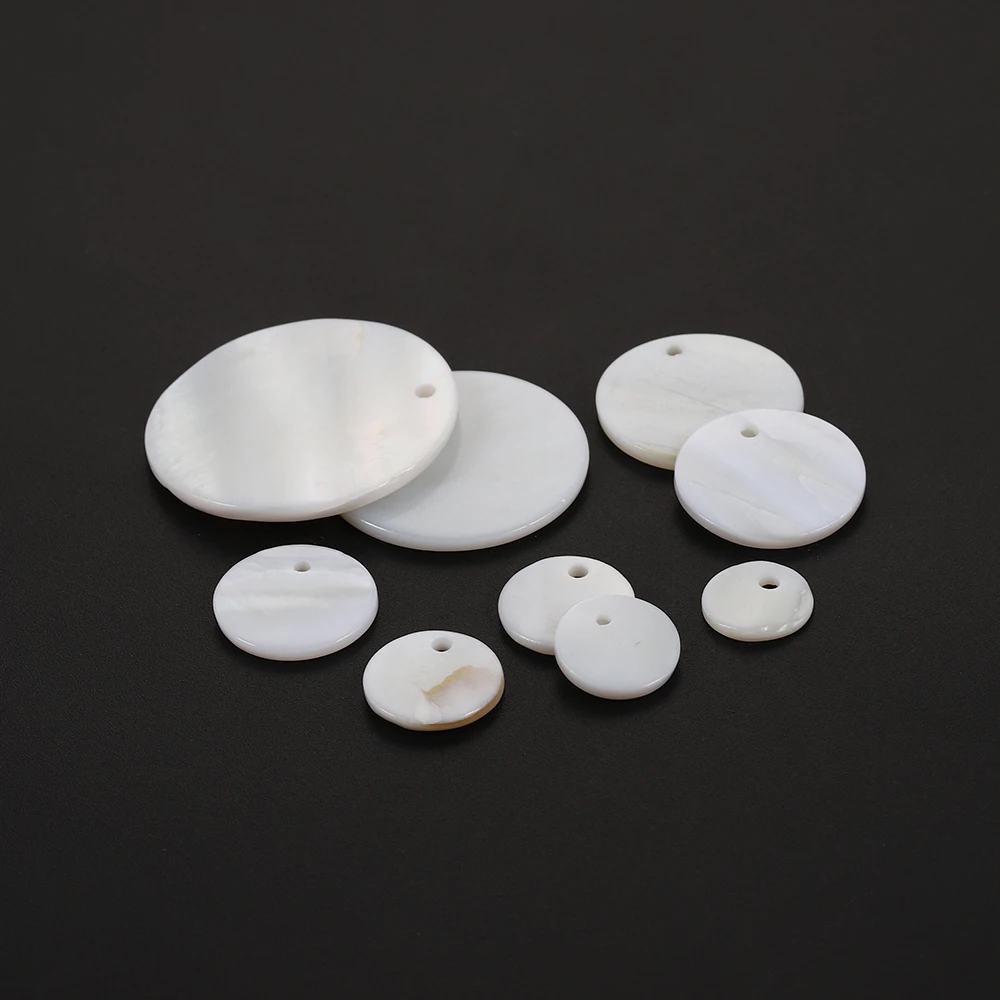 

10-30pcs/lot Natural White Shell Geometric Round Shells Pendant Charms DIY Handmade Earring Jewelry Findings Accessories