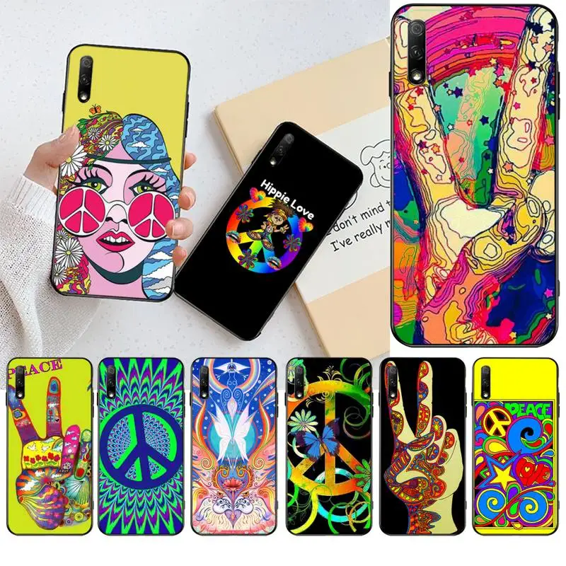 

YJZFDYRM hippy hippie psychedelic art peace colorful Phone Case For Huawei Nova 6se 7 7pro 7se honor 7A 8A 7C Prime2019