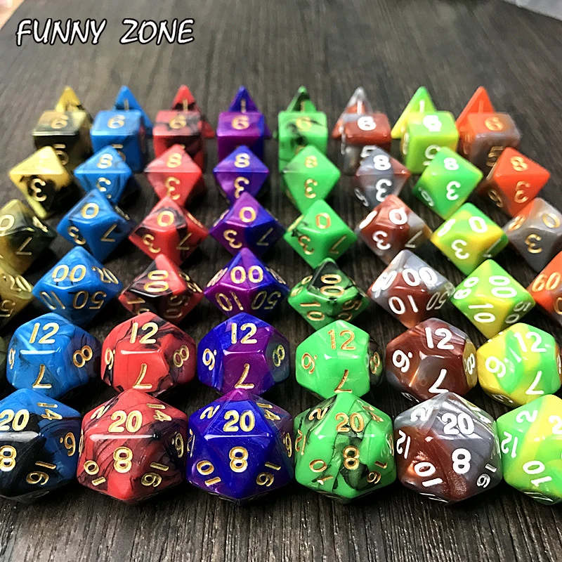 20 видов цветов Набор из 7 шт смешанных Игральный костей покер DnD многогранные