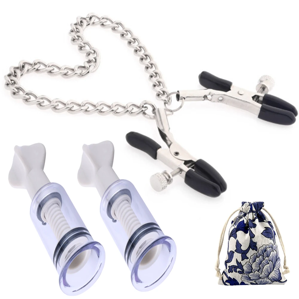Зажим для сосков цепочка увеличенный насос зажимы секс игрушки женщин и