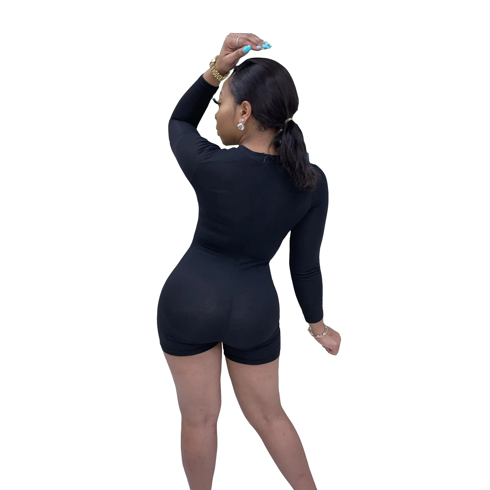 

Wholesale Women Autumn Zipper O-Neck Fashion & Sports Fitness Trousers Rompers Womens Sexy Jumpsuit Bodysuit Long Sleeve
