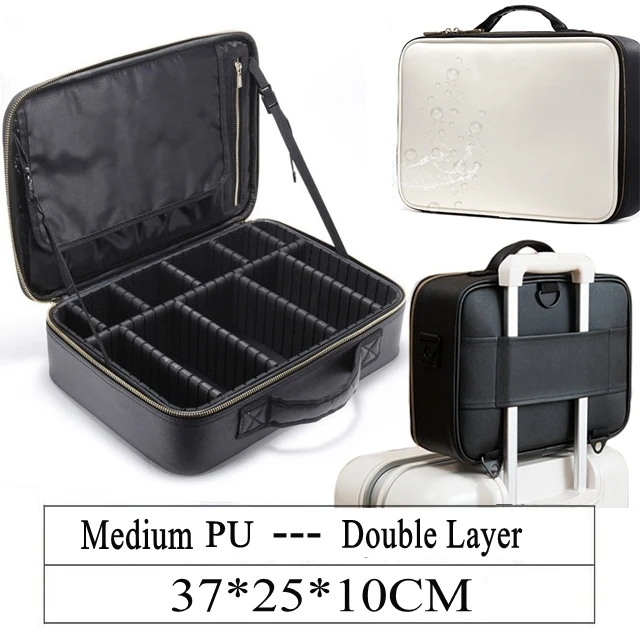 Medium PU LHLYSGS, брендовый косметический чехол, чехол для костюма, Многоэтажный, большой, профессиональный, косметичка, для женщин, косметичка для хранения, органайзер, косметичка - Цвет: Medium PU