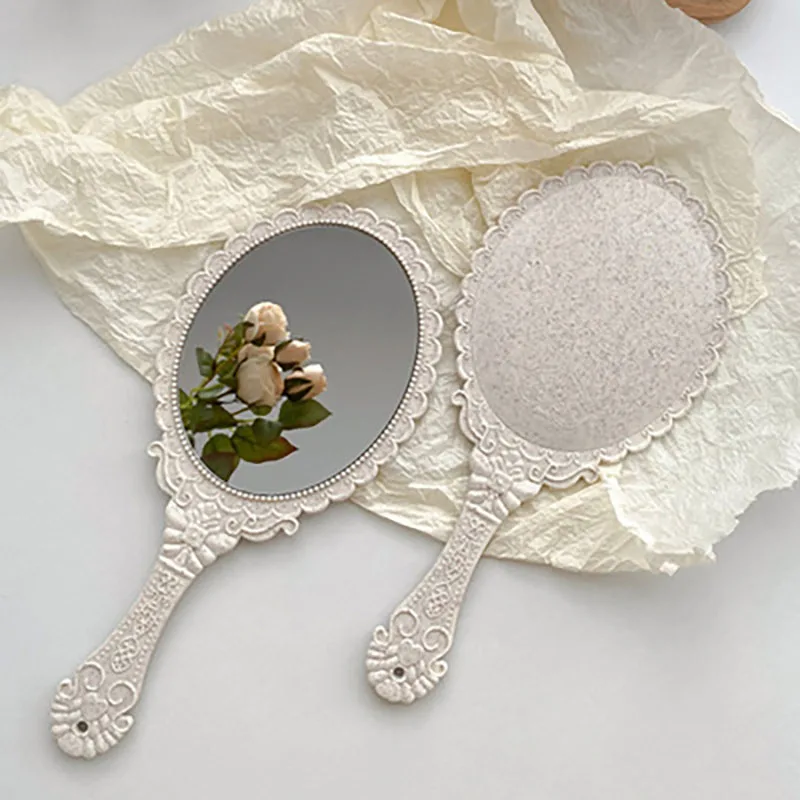 Зеркало для макияжа ручка Овальная Круглая винтажная на стену | Дом и сад