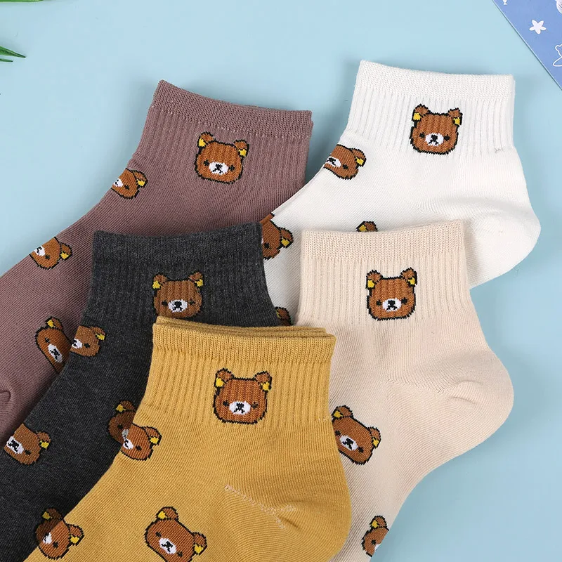 Носки женские короткие из чистого хлопка с милым рисунком животных|Носки-следки|