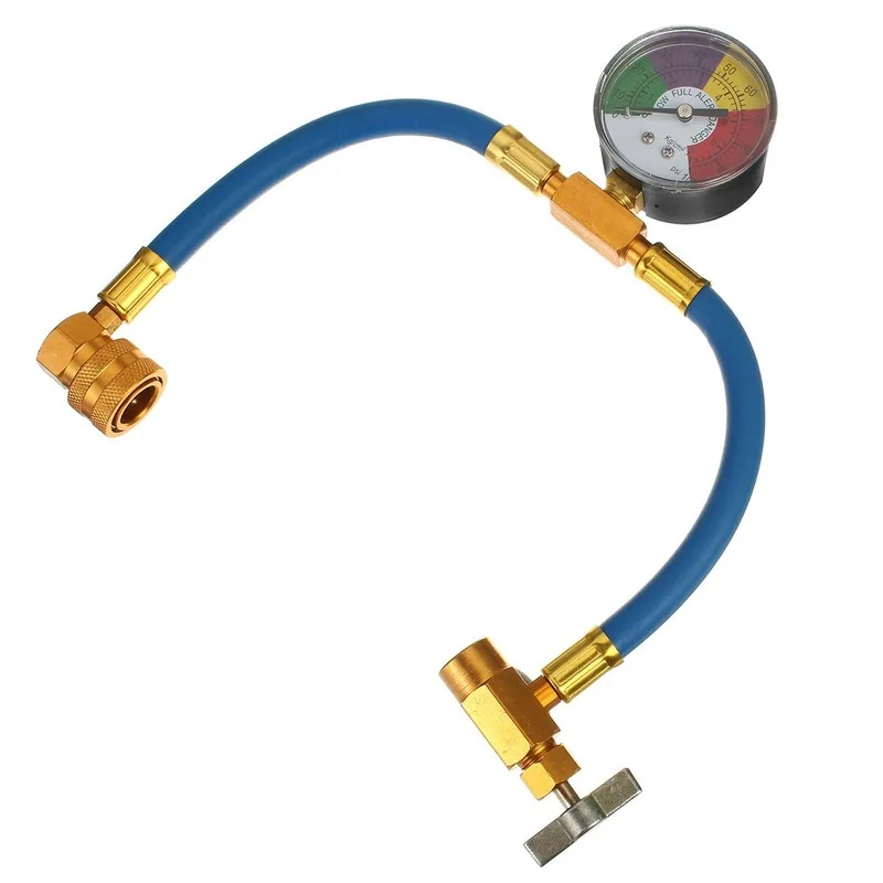 

100psi Air Conditioning Recharge Hose with Pressure Gauge AC R134A 1/2 Inch Refrigerant Recharge Measur Hose Gauge