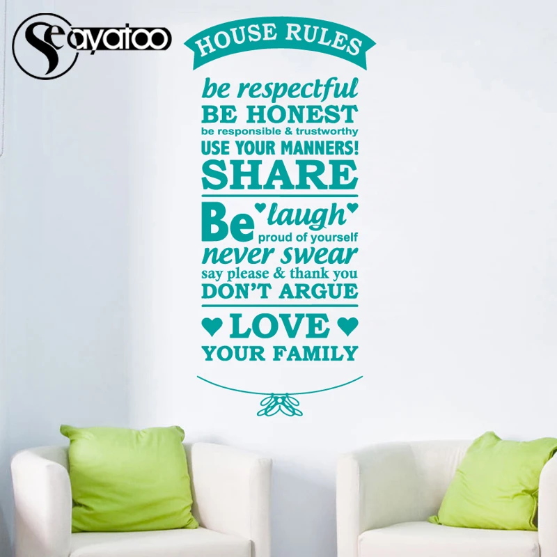 

Seayatoo House Home Rules Family Quote Words Vinyl Wall Decal Sticker Kids Bedroom Living Room Decor 58x120cm