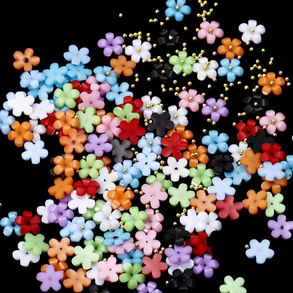 1Pack Acrylic Flower with Metal Beads Epoxy Resin Filling Materials for Epoxy Resin Mold Crafts Filler Nail Art Decoration