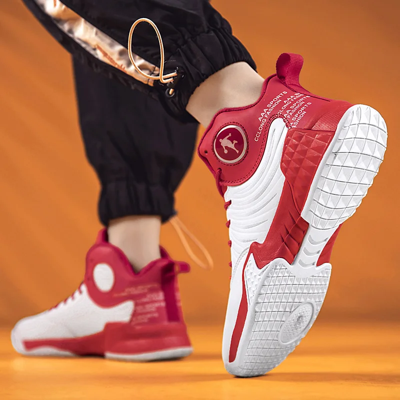 

Youth Basketball Shoes Men's New Soft-soled Breathable Sports Shoes high-Top Shock Absorption Wear-Resistant Sneakers