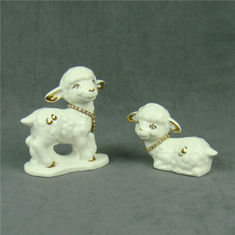 Фарфоровые фигурки влюбленных овец Керамика ручной работы миниатюры ягненка