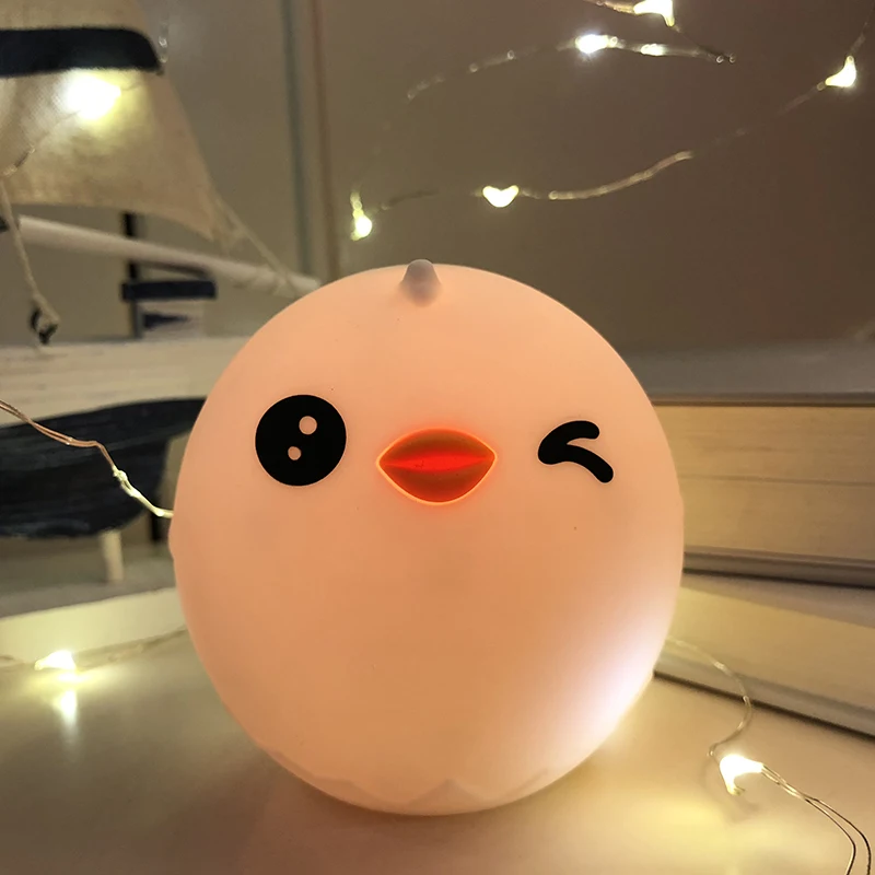 

LED Chick USB Nightlight Cute Cartoon Silicone Seven Color Nightlight Children's Bedroom Decoration Gift Remote Control