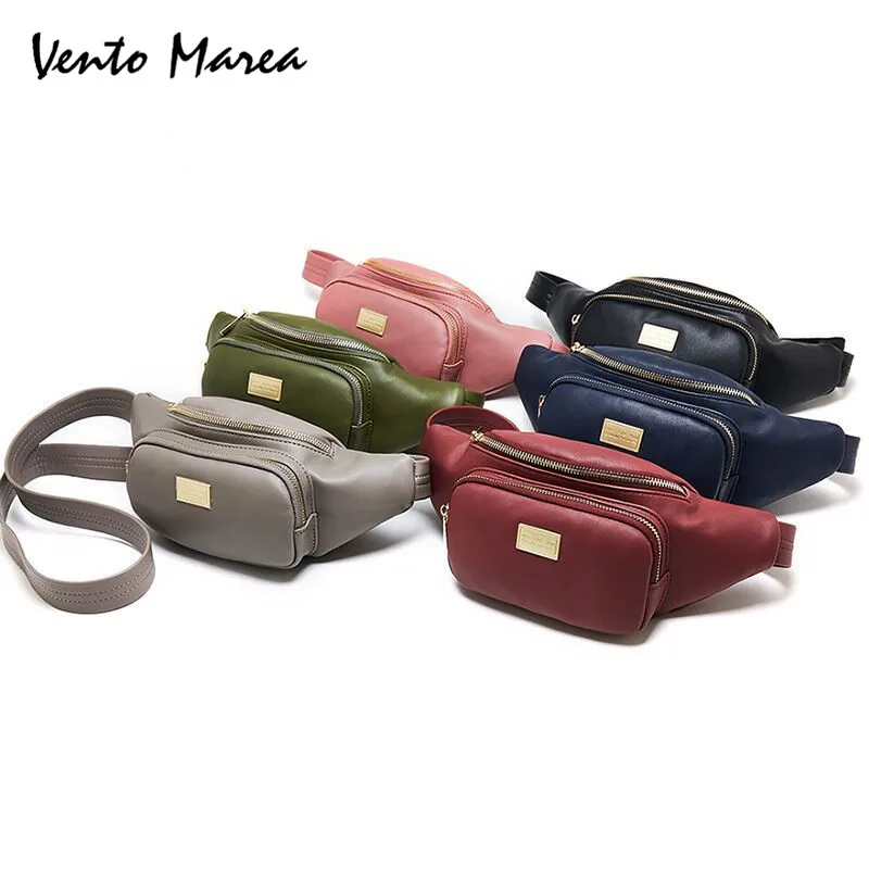 Vento Marea Фирменная новинка Женская Большая вместительная черная поясная сумка 2019